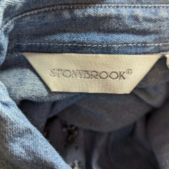 Vintage 90s Stonybrook Denim Button Down Short Sleeve Dress Size XLG PT - Picture 10 of 16